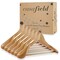 Casafield - 6 Wide Shoulder Wooden Suit Hangers - Premium Lotus Wood, Non-Slip Pant Bar & Chrome Swivel Hook for Dress Clothes, Coats, Jackets, Pants, Shirts, Skirts